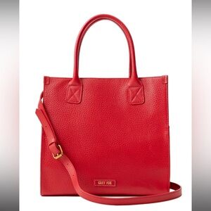 NWT!  Gray Fox-Morgan Red Leather Tote Bag